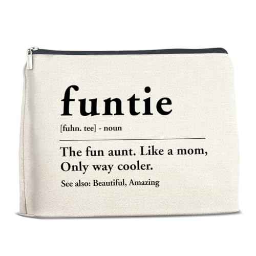 YeleY Funny Auntie - for Auntie Birthday Christmas Mother's Day - Auntie Gift Ideas - Auntie Makeup Bag - Funtie Definition Cosmetic Bag Makeup Zipper Pouch