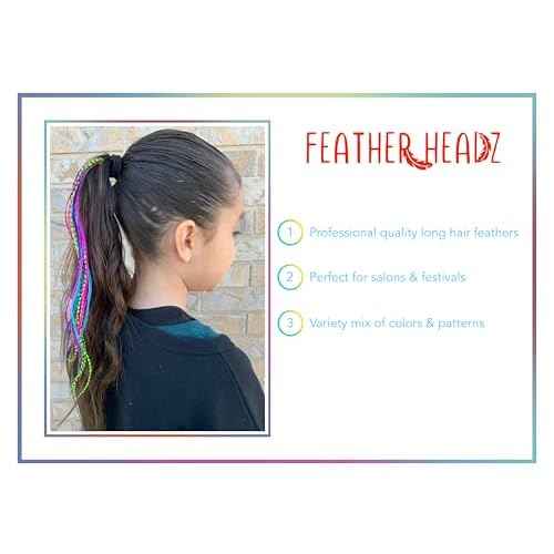 21 Rainbow Tie Dye Color Hair Extensions ? 9¡±?14¡± Long ? DIY Rooster Kit with 20 Micro-Link Beads ? 100% Real Feathers ? Eye-Catching Boho Style