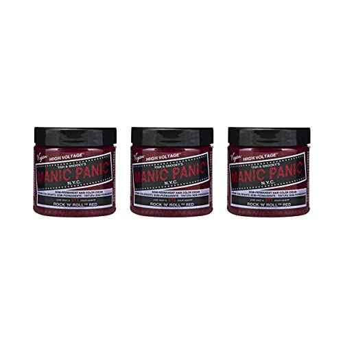 MANIC PANIC Classic Rock N Roll Red Semi Permanent Hair Color - Warm Medium Red Hair Dye for Women & Men That Lasts 4-6 Weeks - Vegan, Ammonia & Cruelty-Free - Create & Mix Custom Shades (4oz / 3pk)