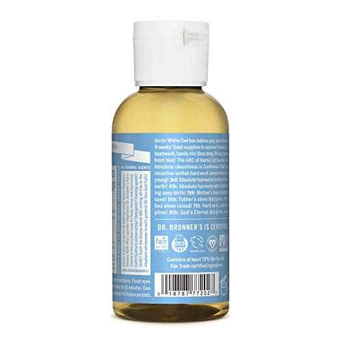 Dr. Bronner¡¯s - Pure-Castile Liquid Soap (Baby Unscented, Travel Size, 2 ounce) - Made with Organic Oils, 18-in-1 Uses: Face, Body, Hair, Laundry, Pets and Dishes, Concentrated, Vegan, Non-GMO