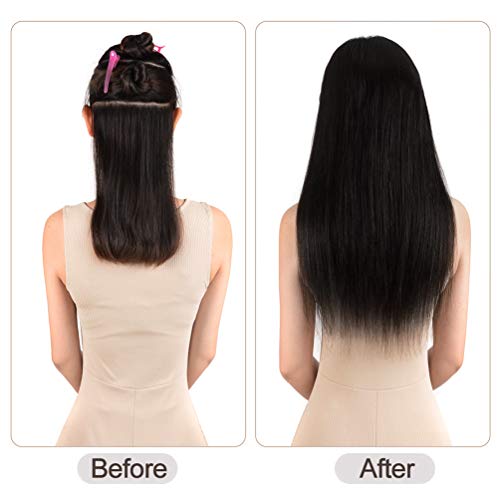 5 Pieces 18" Remy Clip in Ombre Hair Extensions Human Hair Light Blonde Mixed Golden Blond Highlights - Silky Straight Long Thick Real Hair Extensions for Women Fashion (18 inches, #16/22, 90grams)
