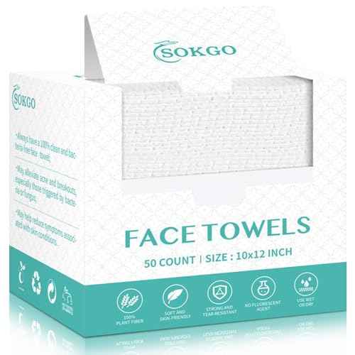 Disposable Face Towels, Facial Cleansing Cloths, Extra Soft Makeup Removing Cleansing 10"¡¿12" Face Towelettes, Skin Care and Makeup Removal, 100% Pure Plant Fiber