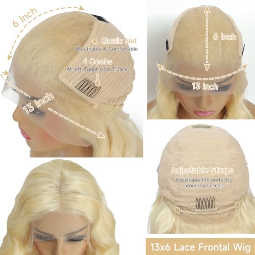 613 Lace Front Wig Human Hair 13x6 Blonde Lace Front Wigs Pre Plucked 200% Density 613 Body Wave Hd Lace Frontal Wigs Human Hair Glueless 613 Blonde Wig 24 Inch