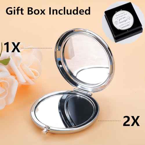 Mirror Stocking Stuffers for Women, Stocking Stuffers for Young Women Inspirational Compact Mirror Gifts for Women Daughter Christmas Birthday Valentines Day Gifts for Her Female Friends Coworkers