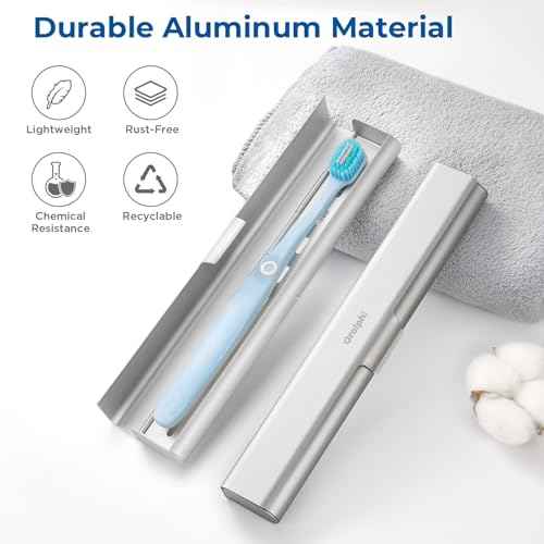 Aluminum Toothbrush Travel Case, Portable Travel Toothbrush Holder, Durable Manual Toothbrush Box Container for Traveling, Bathroom, Camping, Business Trip-1Pack Silver