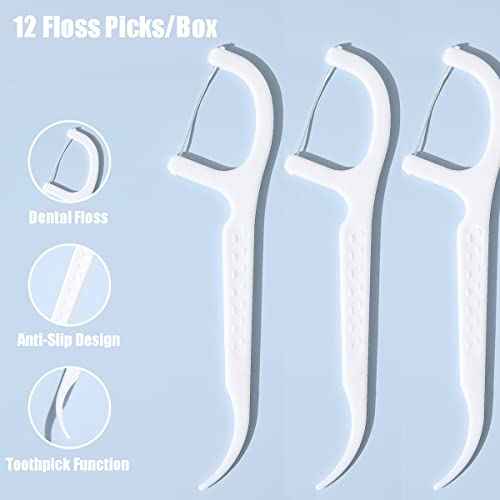 [4 Pack] Portable Floss Dispenser with 48 Dental Floss, Flosser Storage Box for Adults, Tooth Picks Holder Suitable for Tourism and Business Trips, White+Black+Pink+MintGreen