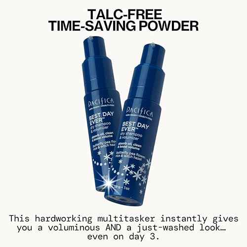 Pacifica Dry Shampoo Powder - Best Day Ever Waterless Shampoo & Instant Volumizer - adds Texture, Refreshes & Absorbs Oil, Non-Aerosol for Women of All Hair Types Natural & Vegan Dermatologist Tested