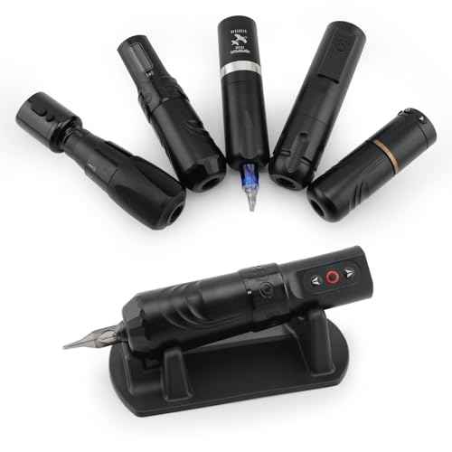 Tattoo Machine Stand 2 Pack - Rubber Tattoo Pen Holder, Tattoo Machine Rack, Compatible with Rotary Tattoo Guns & Coil Machines, Anti-Slip Base, Stable Pen Display Stand (Black 2 Pack)
