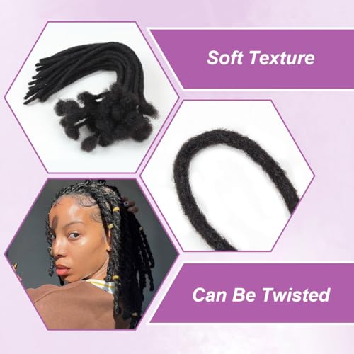 12 inch 50 Strands Loc Extensions Human Hair, 0.4cm Width 100% Human Hair Dreadlock Extensions for Men/Women, Can be Dyed Soft Dreads Extensions,1b