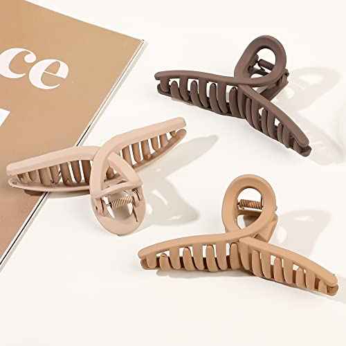 Claw Thick Hair Clips for Women - Big Butterfly Jaw Clips for Long and Curly Hair, Strong Hold Durable Matte Clamps