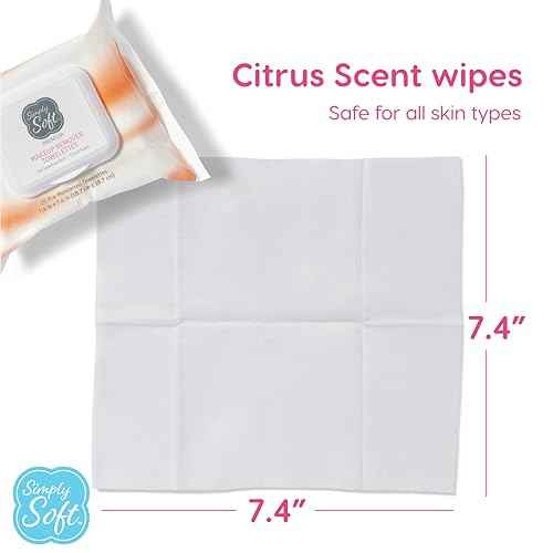 Simply Soft Premium Makeup Remover Towelettes 50 Wipes (2 packs of 25 wipes), Citrus Scent Makeup Wipes, Hypoallergenic & pH Balanced Sensitive Skin Cleansing Face Wipes, Non-greasy