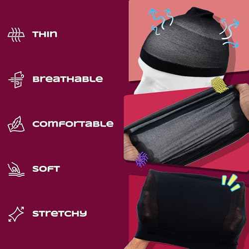 Beauty Town 4 Pcs Thin Stocking Wave Cap Skull Wig Cap for Men (2 Sets of 2)