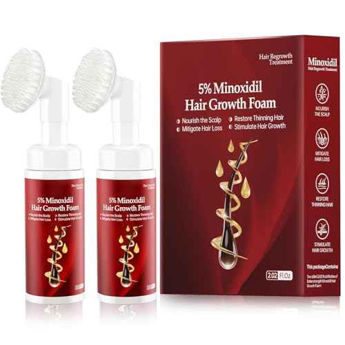 5% Minoxidil for Men and Women, Minoxidil Foam for Women Hair Growth, Topical Hair Loss Treatment, Promotes Hair Regrowth Fuller and Thicker, Unscented - 2 Pack