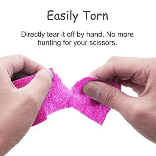 VideoPUP Tattoo Grip Cover Wrap,10PCS Disposable Cohesive Tattoo Grip Cover Elastic Bandage Handle Grip Tube for Tattoo Machine Tattoo Grip Accessories(Phosphor Pink)