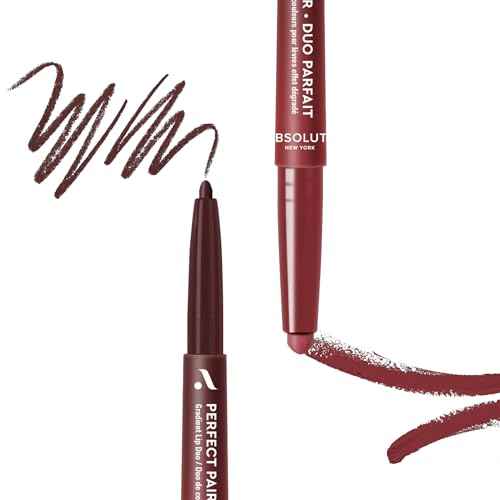 Absolute New York ALD07 Perfect Pair Lip Duo, Fuller and Poutier Lips, Deeper Shade For Lip Contouring, Satin Lipstick and Lip Liner