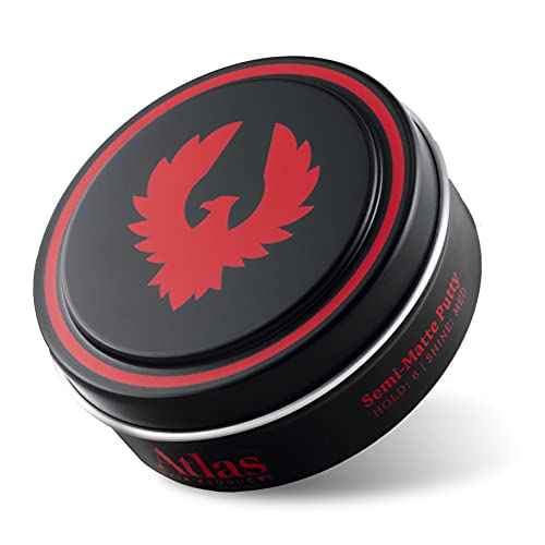 Atlas Pomade for Men, Semi-Matte, All day hold, Volumizing Hair Styling Product, Medium Hold, Low Shine Clay and Pomade Hybrid, For All Hair Types, Water Soluble, Hair Paste, 2.4oz, Pack of 1