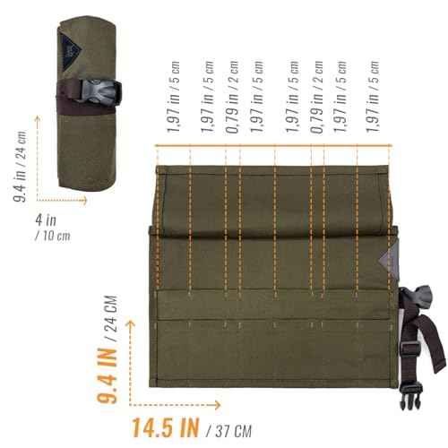 Under NY Sky Salon Scissors Roll Up Holder ? Professional Canvas Pouch Case for Hair Stylists, Barbers & Hairdressers ? Portable Storage Organizer for Hair Cutting Shears & Salon Tools - Green