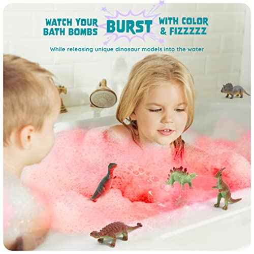 Dan&Darci Dino Egg Bath Bombs for Kids - Kid Baths Bomb with Surprise Inside - Dinosaur Toys Gift for Boys and Girls Ages 6 7 8 Years Old Gifts - Fun Educational Toy Fizzy - Basket Stuffers