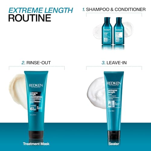 Redken Extreme Length Biotin Conditioner For Longer Hair ? Promotes Healthy Hair Growth, Strengthens & Detangles Damaged Hair, Infused With Biotin & Castor Oil?