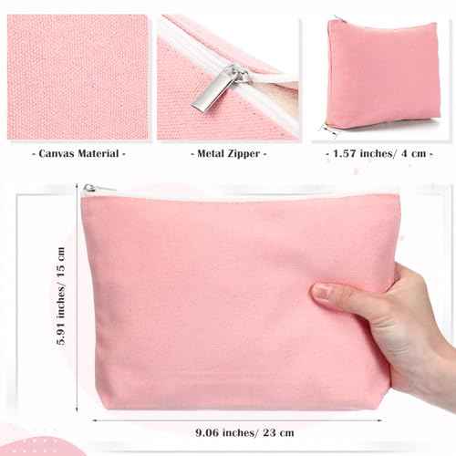 Reginary 10 Pcs Canvas Makeup Bags Bulk for Women Blank DIY Pencil Pouch Travel Toiletry Cosmetics Bags Gift for Christmas Breast Cancer Awareness Thanksgiving Wedding Nurses Teacher(Boho Color)