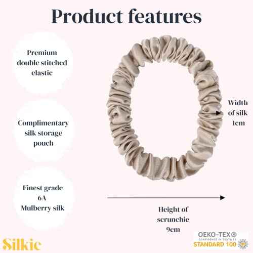 SILKIE x4 Set 100% Pure Mulberry Silk Purple Christmas Scrunchies Travel Pouch Silk Everyday Hair Ties Hair care Ponytail Holder (Stargazer)
