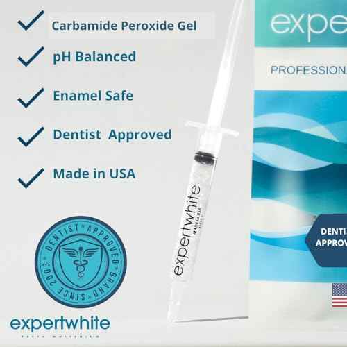 Teeth Whitening Gel Refills (6-gels). Made USA. 44 percent Carbamide Peroxide Tooth Bleaching Gel bleach For Invisalign style trays, Dental Grade Tooth Whitener. 6 syringes