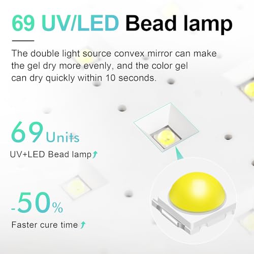 L'UGX Professional Nail Curing Lamp for Gel Polish Dryer 72W LED UV Nail Lights with Arm Rest Pillow & Retractable Tray,Perfect for Manicure & Pedicure at Salon & Home