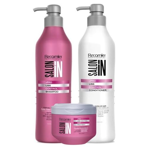 Recamier Professional Salon In +Pro Liss Control Hair 3 pack Kit - Shampoo 33.8oz + Conditioner 33.8oz + Deep Treatment Mask 10.58oz