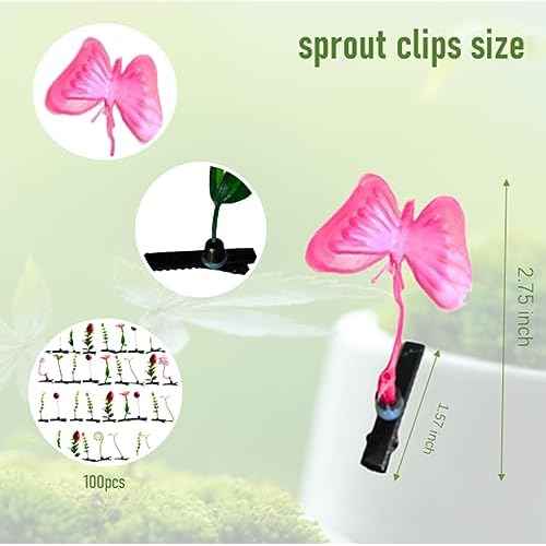 100 pcs Rave Bean Sprout Hair Clip Funny Barrette Headwear Plant Hairpins Mixed Style Little Grass Flower Fruit Butterfly Mushroom Hair Accessories for Girls Women Party Scool Home