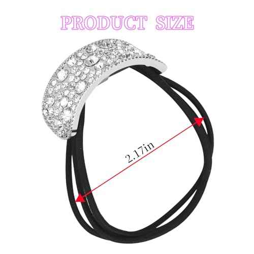 YISSION 4Pcs Sparkly Rhinestone Hair Ties Ponytail Holder Elastics Scrunchies Fancy Crystal Hair Ties for Thin Thick Hair Rhinestone Hair Accessories for Women Girls Silver