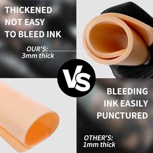 3MM Tattoo Skin Practice Kit - Judero 20Pcs Thick Fake Skin and Transfer Paper Set Includes 5Pcs Double Sided Blank Tattoo Practice Skins and 15Pcs Stencil Paper for Tatto Supplies