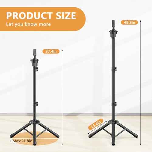 Wig Head Stand 50 Inches, Height Adjustable Tripod Wig Stand, Salon Mannequin Head Stand with Anti-Slip Base for Styling, Wig Display Barber Training, Beauty School? (Black)