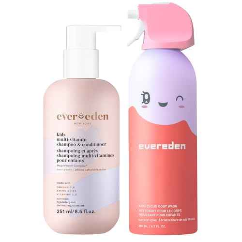 Evereden Kids Shower Essentials Set: 2-in-1 Kids Shampoo and Conditioner + Cloud Body Wash - Gentle Cloud-Like Toddler Body Wash & Gentle Shampoo-Conditioner - Clean & Vegan Skin Care