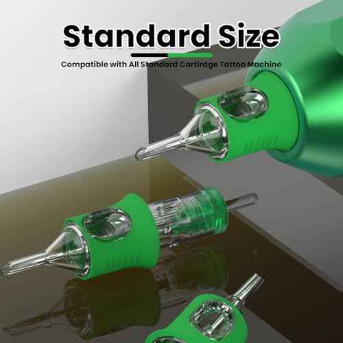 Wormhole Tattoo Needles Tattoo Cartridge Needles 20Pcs 1014RL Disposable Tattoo Needle Cartridges with Finger Ledge Round Liner for Tattoo Machine Pen