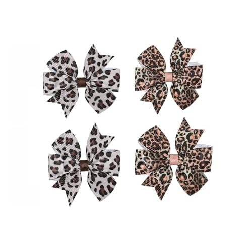 Baby Girls Leopard Bow hairpin girls leopard bow Hair Accessories for women.(FJ65) (4pcs Leopard)