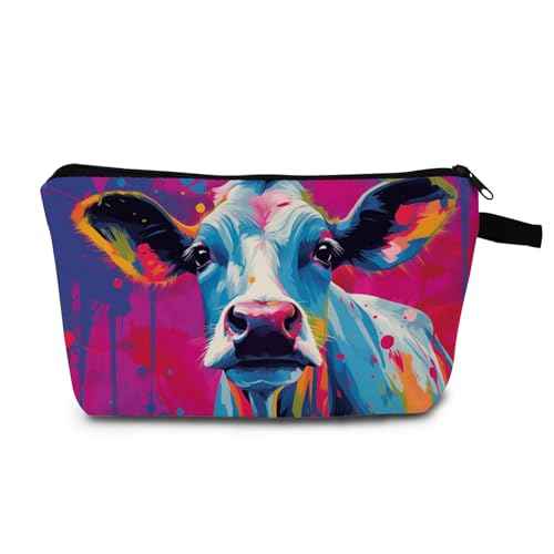 Blue Cow Modern Artistry Cosmetic Bag | Small Zipper Organizer Makeup Bag Gift for Birthdays, Holiday