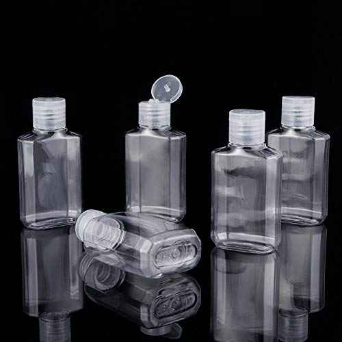 MEMOVAN Travel Plastic Clear Bottles with Silicone Sleeve 6 Pack, Pocket Hand Sanitizer Bottle Refillable Bottle with Keychain Holder, 2oz/60ml Leakproof Empty Squeeze Container Flip Cap, Random Color