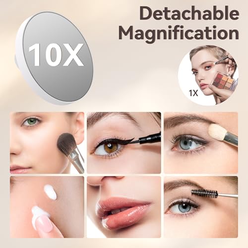 MINISO Vanity Mirror with Lights, 20" x 16" LED Makeup Mirror, Light & Brightness Adjustment, Smart Sensor, 360¡ÆRotation, Aluminum Alloy Metal White Frame, with 10X Magnifying Glass