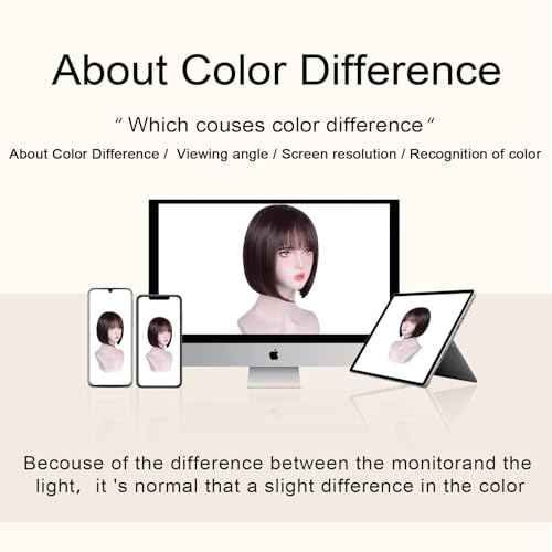 Short Brown Wig With Bangs Straight Bob Wigs for Women Brown Bob Synthetic Wig Super Soft and Easy to Wear Straight Bob Wig Colorful Synthetic Wig for Daily Cosplay Halloween