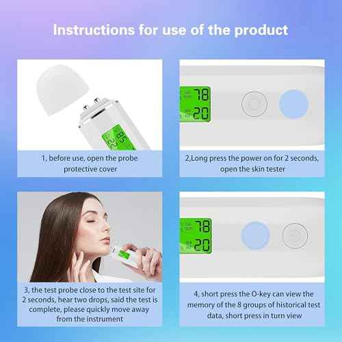 Facial Moisture Tester,Skin Hydration Tester Analyzer Machine Professional, Digital Skin Oil Sensor, Skin Analyzer Tester Water Oil Monitor LCD Display Monitoring Meter for Face and Body
