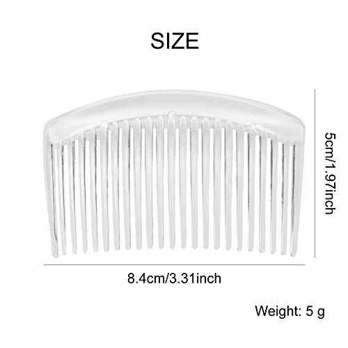 28 Pack Clear White Small Plastic Hair Side Comb With Long Teeth Hairpins Grips Barrettes Clamps Bows for Women Bridal Wedding Veil Decorative Headpiece French Twist Updo Bun Accessories