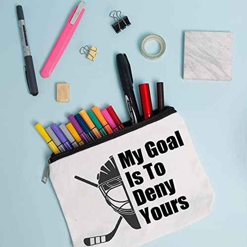 WZJHCL Ice Field Hockey Lover Travel Bag My Goal Is To Deny Yours Hockey Player Lover Player Goalie Survival Kit Hockey Goalie Gift (Deny Yours)