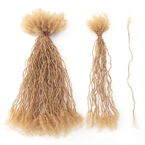 EV&ET Micro Locs Extesnions Human Hair 0.2cm Thickness Sisterlocks Curly Tips, Full Handmade Interlocking Permanent Soft Dreadlock Extensions Natural Looking Locs (#27 40pieces, 8inch 0.2cm)