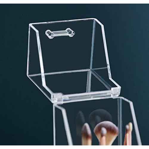 Square Acrylic Cosmetic Brush Organizer with Dustproof Lid, Clear, 9x9x21cm/3.5x3.5x8.3inch, 1pcs, Makeup Storage, Jewellery Storage Container