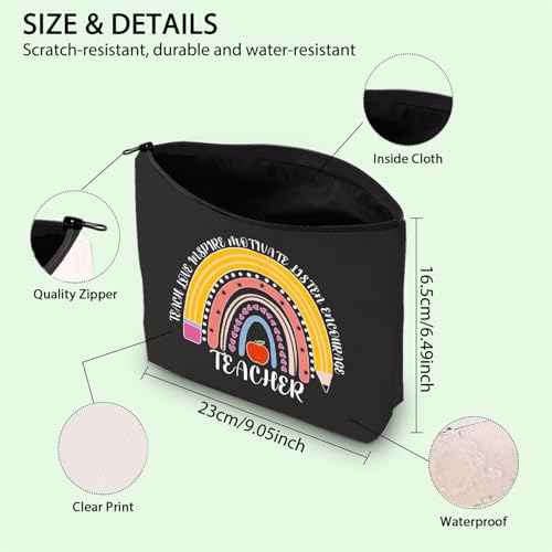 FOTAP Teacher Gift Teacher Survival Kit Teacher Life Inspired Makeup Bag Sch-o-ol Teacher Gift Best Teacher Gift Teacher Appreciation Cosmetic Bag (TEACHER BLK)