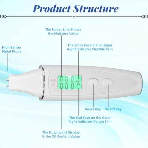 Skin Hydration Tester, Skin Tester, Portable Smart Display Digital Skin Detection Pen Skin Tester Pen Face Care Tool for Girl Women