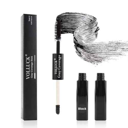 Root Touch Up, Instant Gray Hair Cover Concealer Stick, 2-In-1 Double Head Hair Color Finishing Stick, Hair Mascara Brush for Eyebrow& Beard (Black, 0.23 Fl oz)