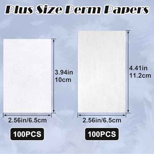 200PCS Perm Paper for Hair, Disposable Salon Hair End Wrap Papers, High-Temperature Resistant Perm Roller Paper, Hairstyling Curling Tool for Professional Home Cold Hot Perms -White, 2 Sizes