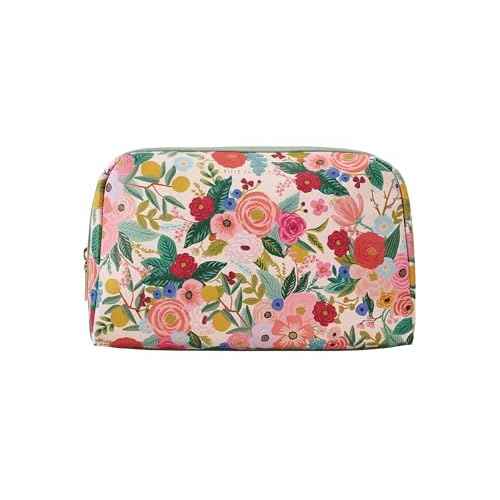 RIFLE PAPER CO. Garden Party Large Cosmetic Pouch for Storing Small Accessories, Includes Gold Zipper, Printed in Full Color with Stylized Pattern and Foil Stamped Logo
