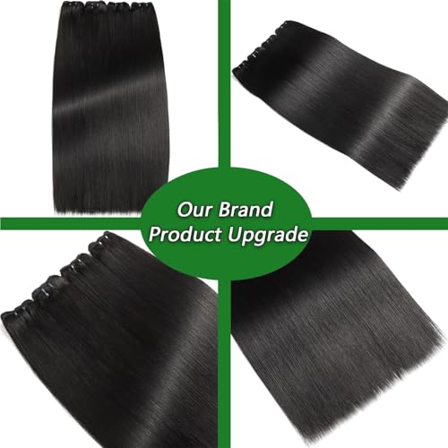 12A Human Hair Bundles Straight 14 16 18 20 Inch 100% Unprocessed Brazilian Remy Virgin Hair Quick Weave Sew In Raw Glossy Billion 4 Hair Bundles Human Hair Extensions for Women Natural Black Color